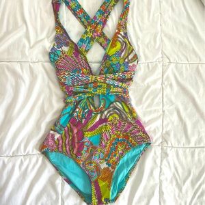 Beautiful, like new Trina Turk one-piece swim suit, size 6